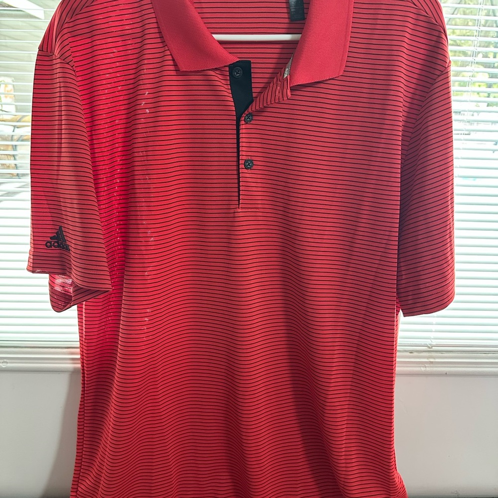 Adidas Red Polo Shirt Classic Knit Design